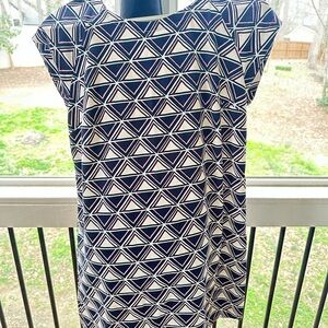 Merona Navy and White Geometric Shift Dress